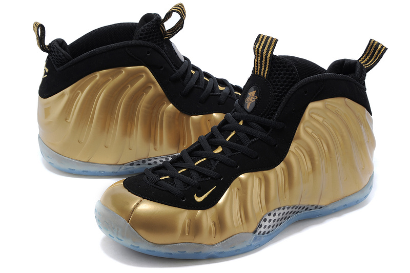 New Air Foamposite One Gold Black Shoes