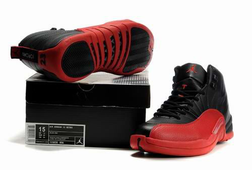 New Nike Air Jordan Retro 12 Black Red Shoe - Click Image to Close