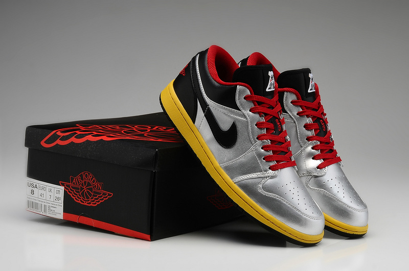 Nike Jordan 1 Low Silver Black Red Yellow Shoes
