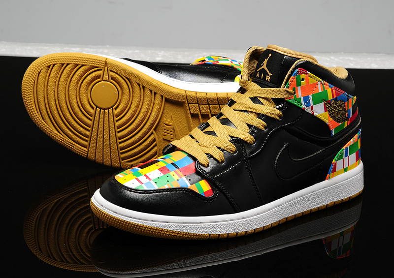 New Air Jordan 1 Retro Black Yellow White Shoes - Click Image to Close