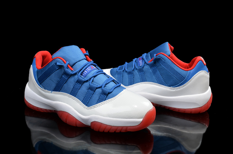 Nike 2015 Air Jordan 11 Low Blue White Red Shoes - Click Image to Close