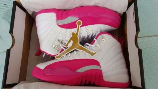 New Nike Nike Air Jordan 12 GS Vanlentine Day White Pink Shoes