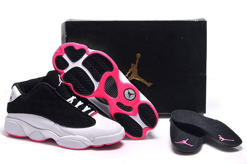 2015 Nike Air Jordan 13 Low White Black Pink Shoes For Women