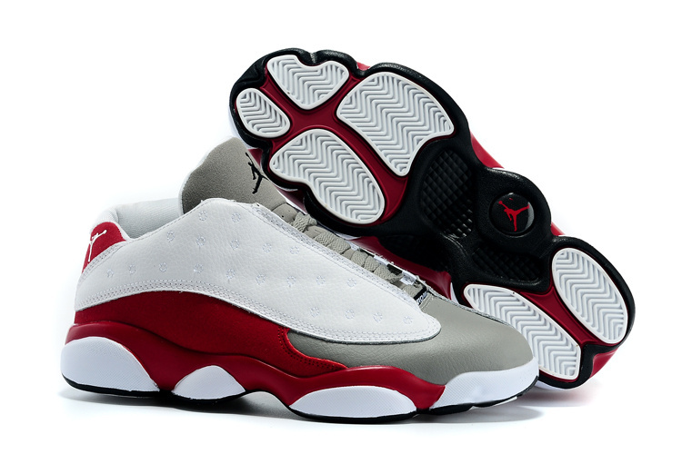 Nike 2015 Air Jordan 13 Low White Grey Wine Red Shoes - Click Image to Close