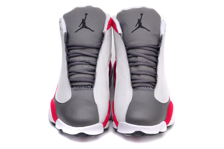 New Air Jordan 13 Retro White Grey Red Shoes - Click Image to Close