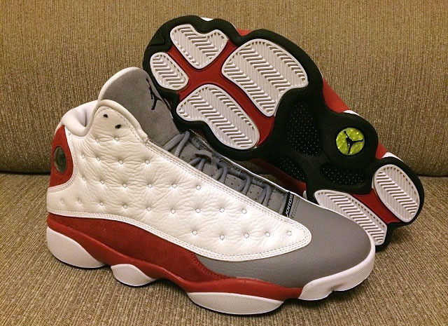 New Air Jordan 13 Retro White Grey Wine Red Shoes - Click Image to Close