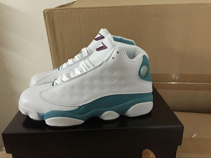 Nike Air Jordan 13 White Baby Blue Purple Shoes - Click Image to Close