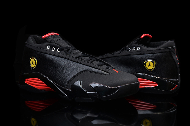 2015 Latest Nike Air Jordan 14 Low Black Red Yellow For Women - Click Image to Close