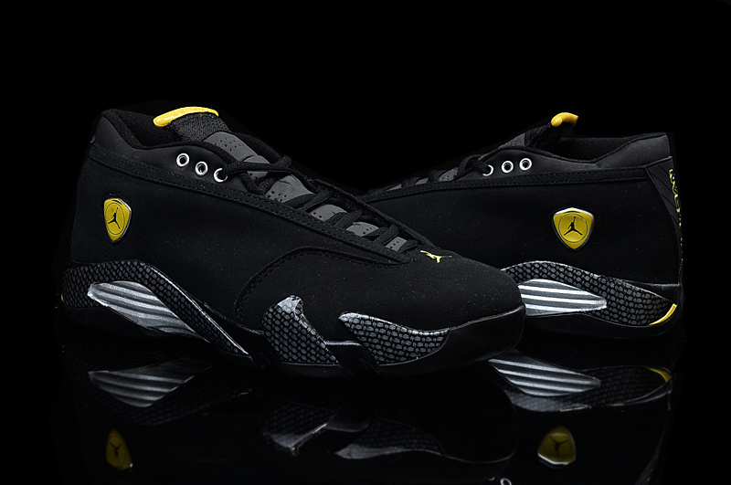2015 Latest Nike Air Jordan 14 Low Black Yellow For Women