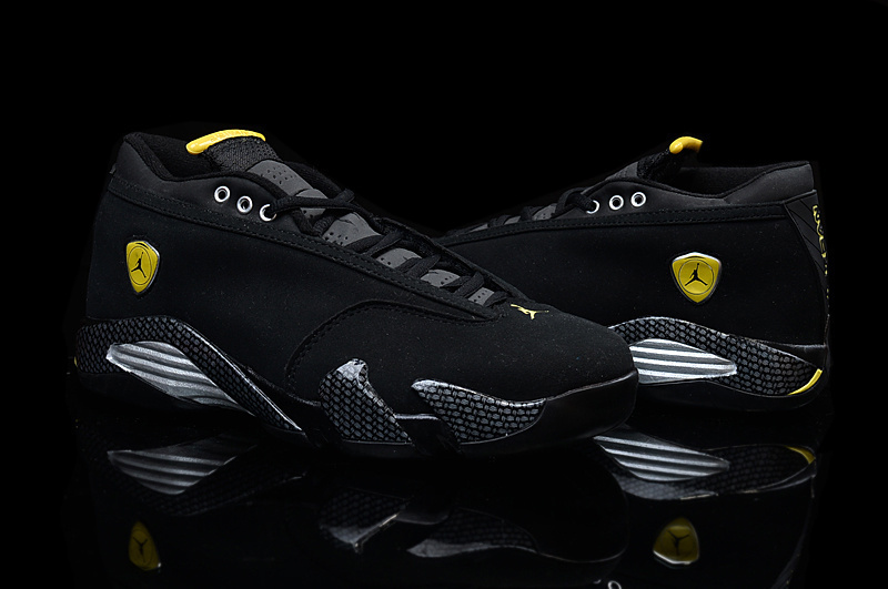 2015 Latest Nike Air Jordan 14 Low Black Yellow For Women - Click Image to Close