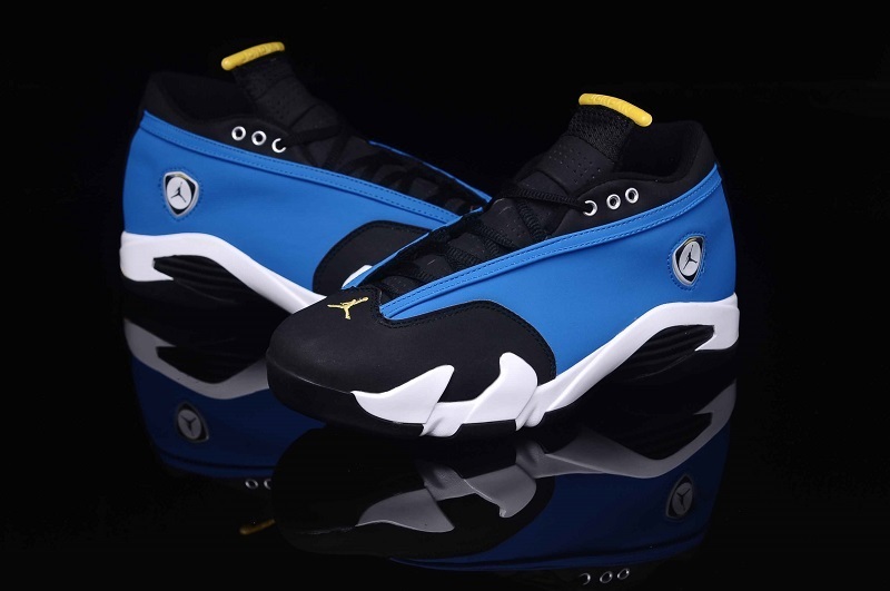 2015 Latest Nike Air Jordan 14 Low Blue Black For Women - Click Image to Close