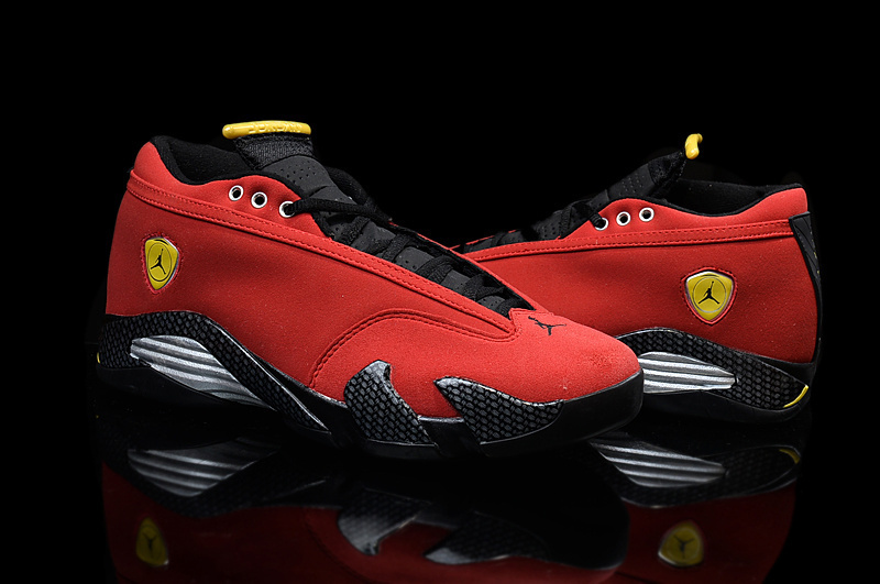 2015 Latest Nike Air Jordan 14 Low Red Black Yellow For Women