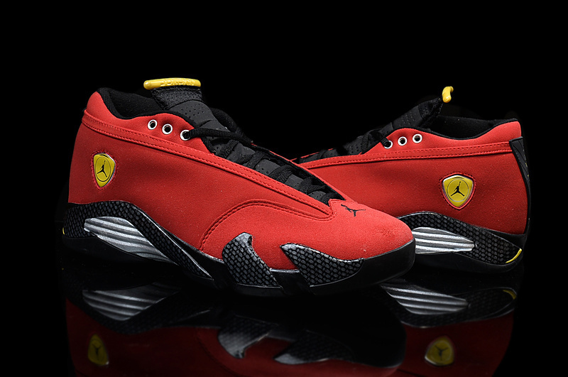 2015 Latest Nike Air Jordan 14 Low Red Black Yellow For Women - Click Image to Close