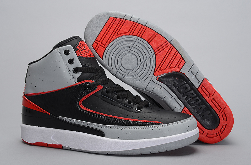 2016 Nike Air Jordan 2 Retro Black Grey Red