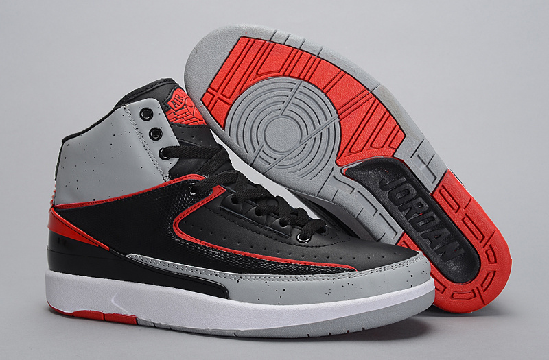 2016 Nike Air Jordan 2 Retro Black Grey Red - Click Image to Close