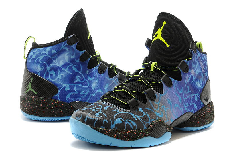 Nike 2015 Air Jordan 28 Black Blue Yellow Shoes - Click Image to Close