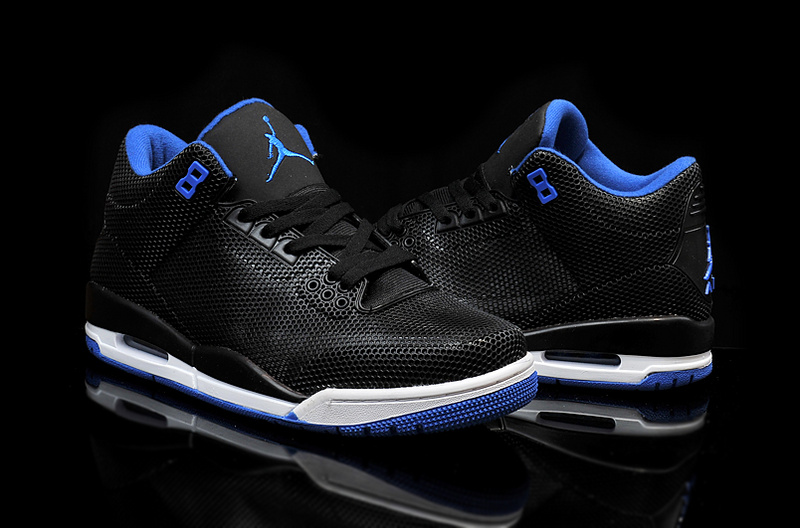 New Nike Air Jordan 3 PVC Black Blue White Shoes - Click Image to Close