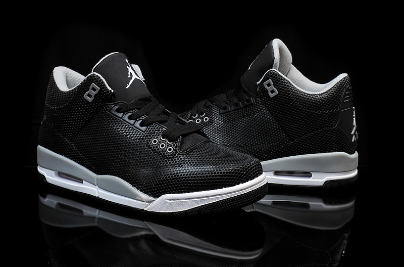 New Nike Air Jordan 3 PVC Black Grey White Shoes
