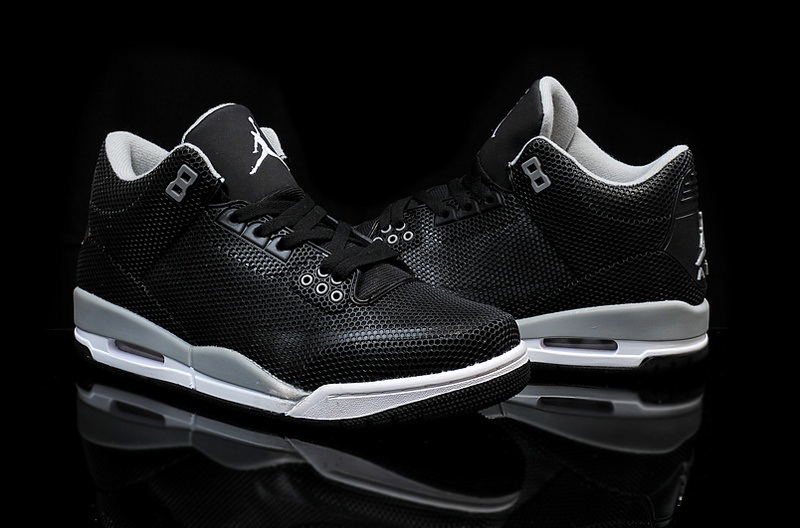 New Nike Air Jordan 3 PVC Black Grey White Shoes - Click Image to Close