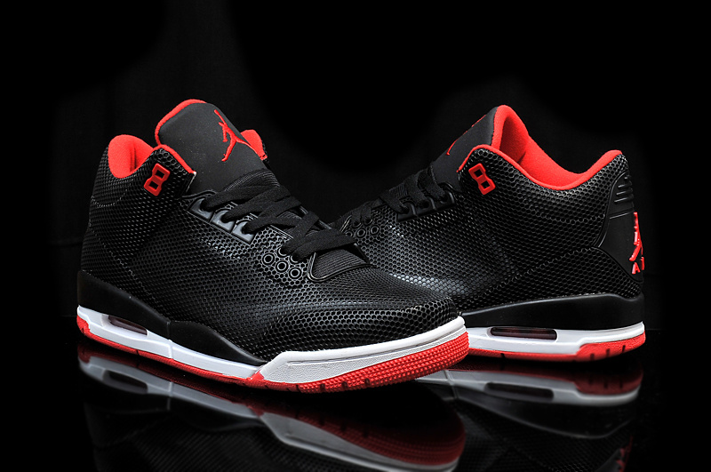 New Nike Air Jordan 3 PVC Black Red White Shoes