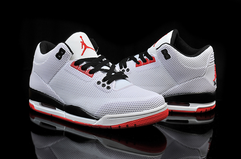 New Nike Air Jordan 3 PVC Grey Black Red Shoes