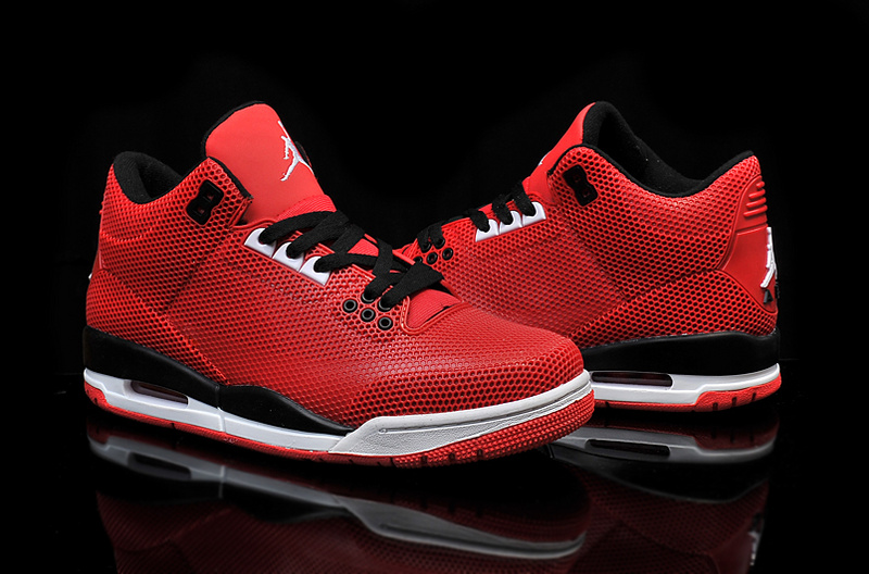 New Nike Air Jordan 3 PVC Red Black White Shoes