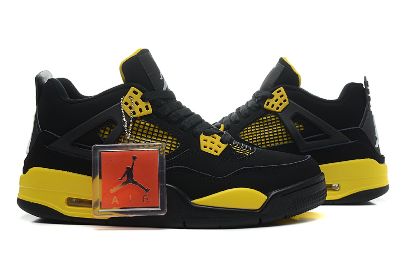 New Air Jordan 4 Retr Thor Black Yellow Shoes - Click Image to Close