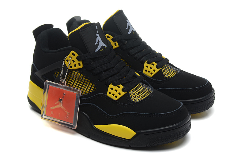 New Air Jordan 4 Retr Thor Black Yellow Shoes