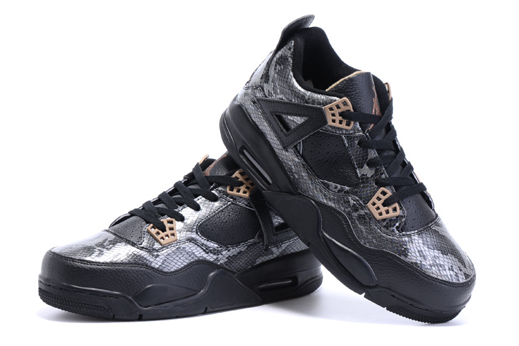 2015 Nike Air Jordan 4 Retro Snakeskin Black Shoes - Click Image to Close