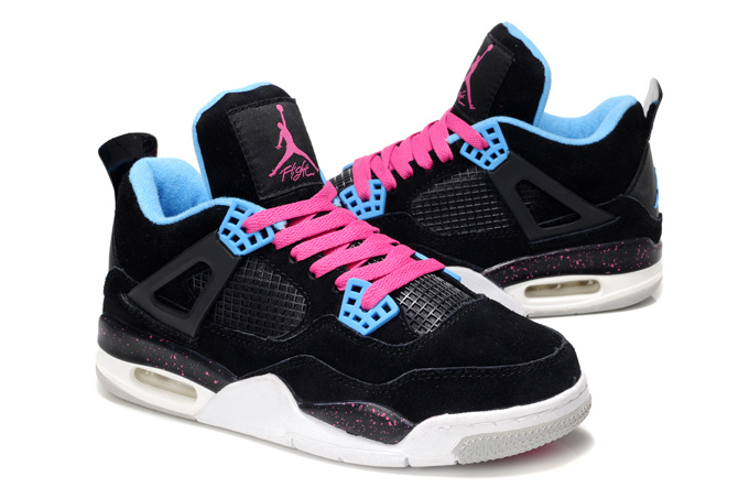 Nike Air Jordan 4 Retro Womens Basketball Shoes Black White Pink