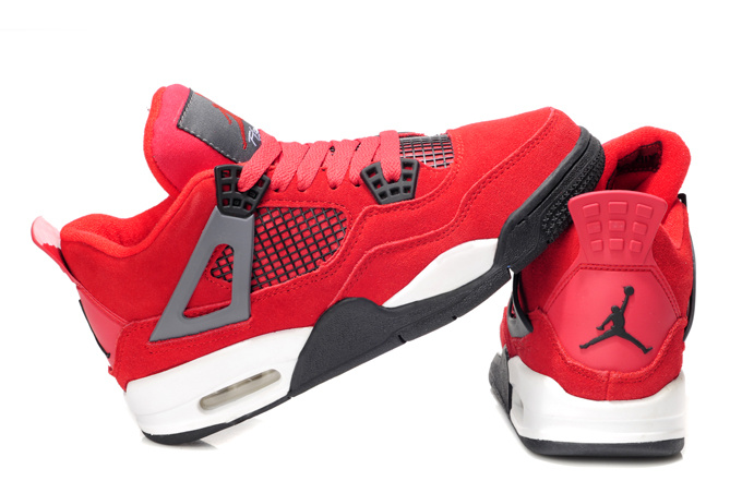 Nike Air Jordan 4 Retro Womens Basketball Shoes Red White - Click Image to Close