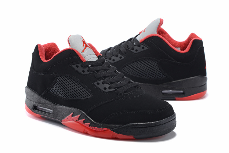 2016 Nike Air Jordan 5 Low Black Red Shoes - Click Image to Close