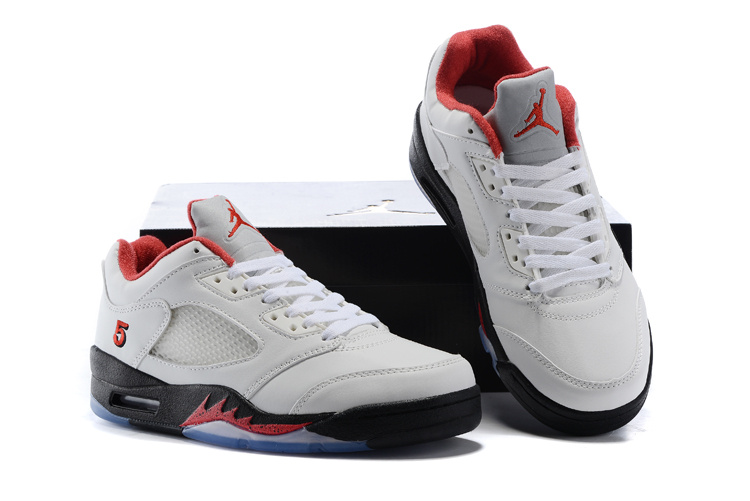 2016 Nike Air Jordan 5 Low White Black Red Shoes - Click Image to Close