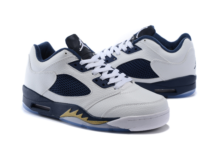 2016 Nike Air Jordan 5 Low White Blue Shoes