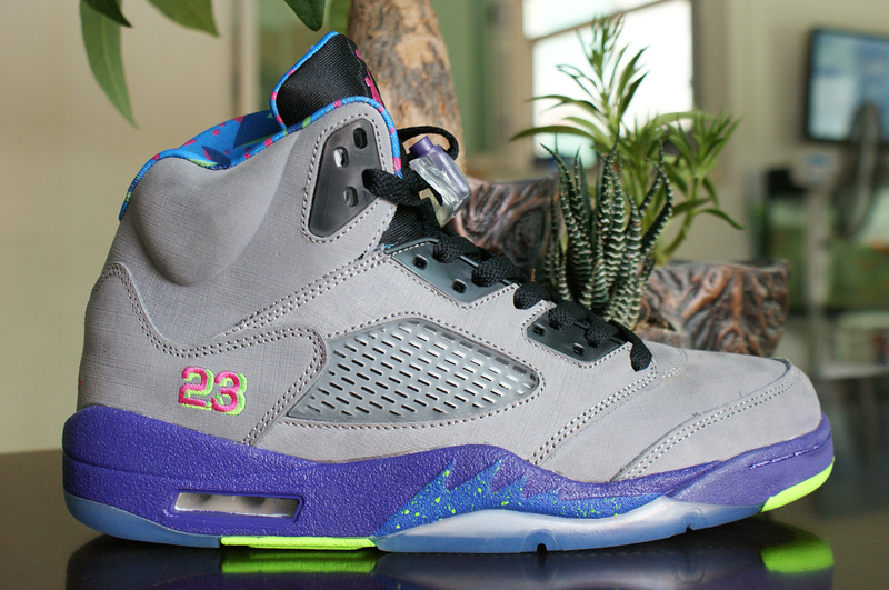 New Nike Air Jordan 5 Retro Mandarin Duck Edition Grey Purple Green Shoes - Click Image to Close