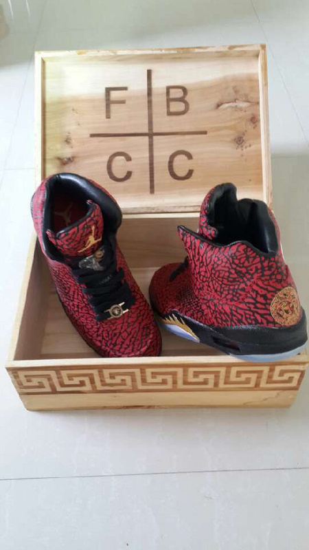 New Nike Air Jordan 5 Retro Versace Red Black Shoes