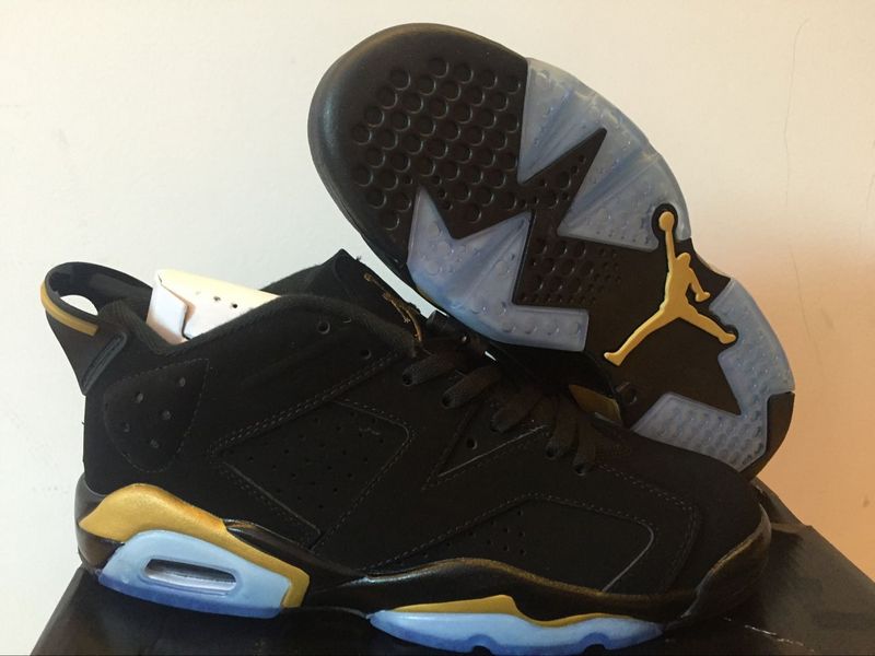 New Women's Nike Air Jordan 6 Low Black Gold - Click Image to Close