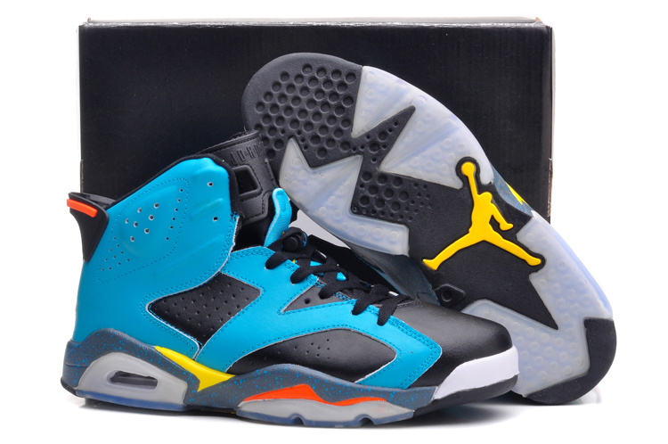 New Air Jordan 6 Retro Blue Black Yellow Orange Shoes