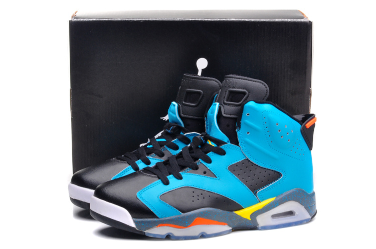 New Air Jordan 6 Retro Blue Black Yellow Orange Shoes - Click Image to Close