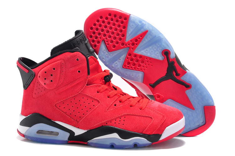 Nike Jordan 6 Suede Red Black Shoes - Click Image to Close