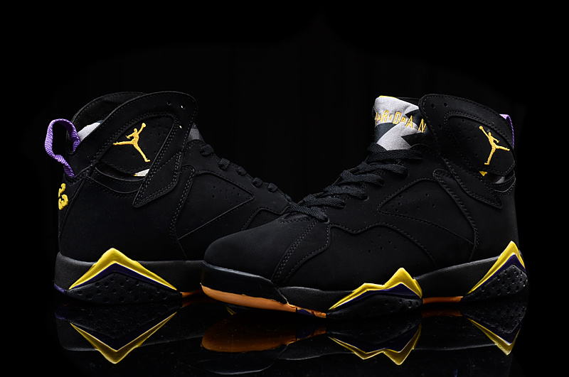 2016 Nike Air Jordan 7 Retro 2016 Black Yellow Shoes