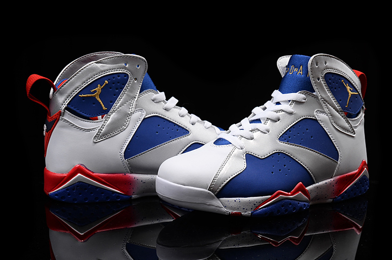 2016 Nike Air Jordan 7 Retro 2016 White Blue Red Shoes - Click Image to Close