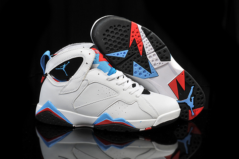 New Nike Air Jordan 7 Retro OG White Blue Black Red Shoes - Click Image to Close