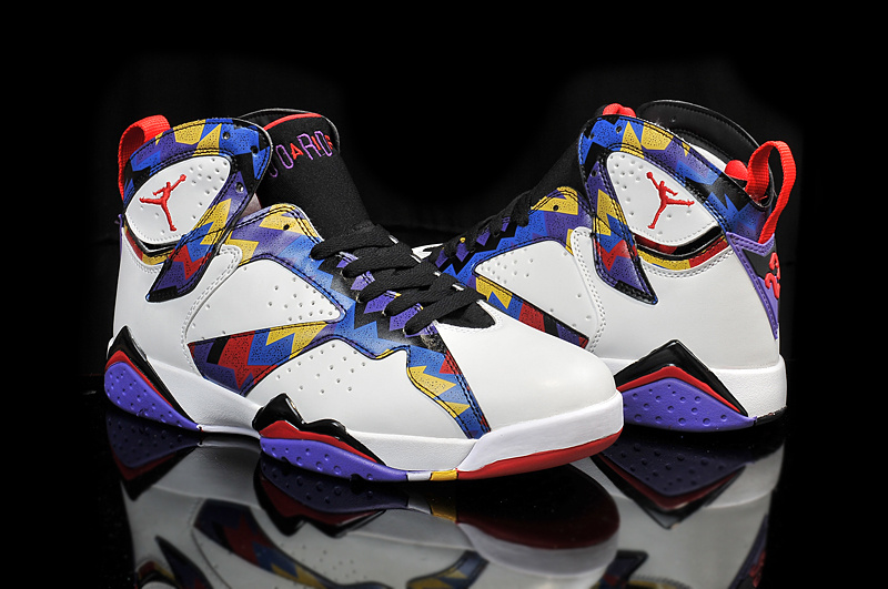 New Nike Air Jordan 7 Retro OG White Blue Black Red Yellow Shoes