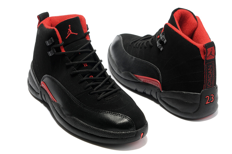 New Nike Air Jordan Retro 12 Black Red Shoes - Click Image to Close