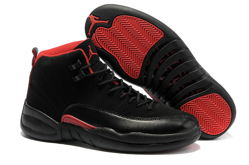New Nike Air Jordan Retro 12 Black Red Shoes - Click Image to Close