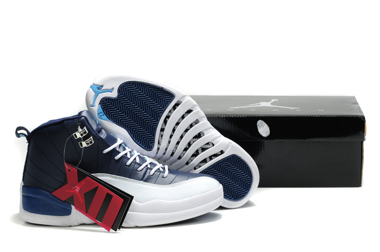 New Nike Air Jordan Retro 12 Black White Blue Shoes