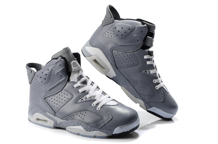 New Air Jordan Retro 6 Grey White Shoes - Click Image to Close