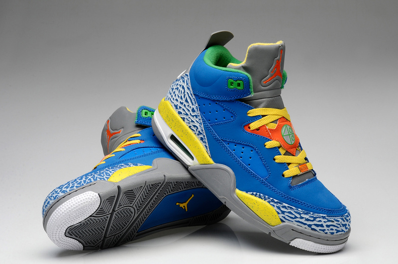 Nike Air Jordan Spizike Blue Grey Yellow White Shoes - Click Image to Close