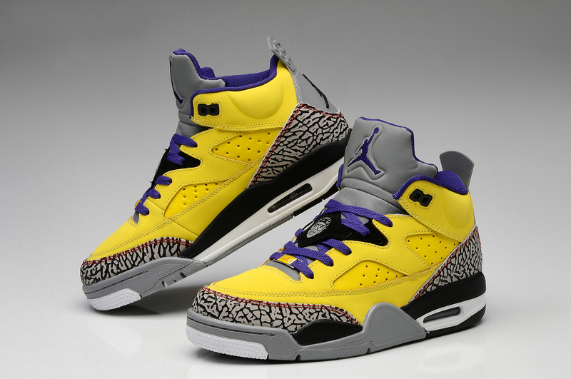 Nike Air Jordan Spizike Yellow Grey Cement Black Shoes - Click Image to Close